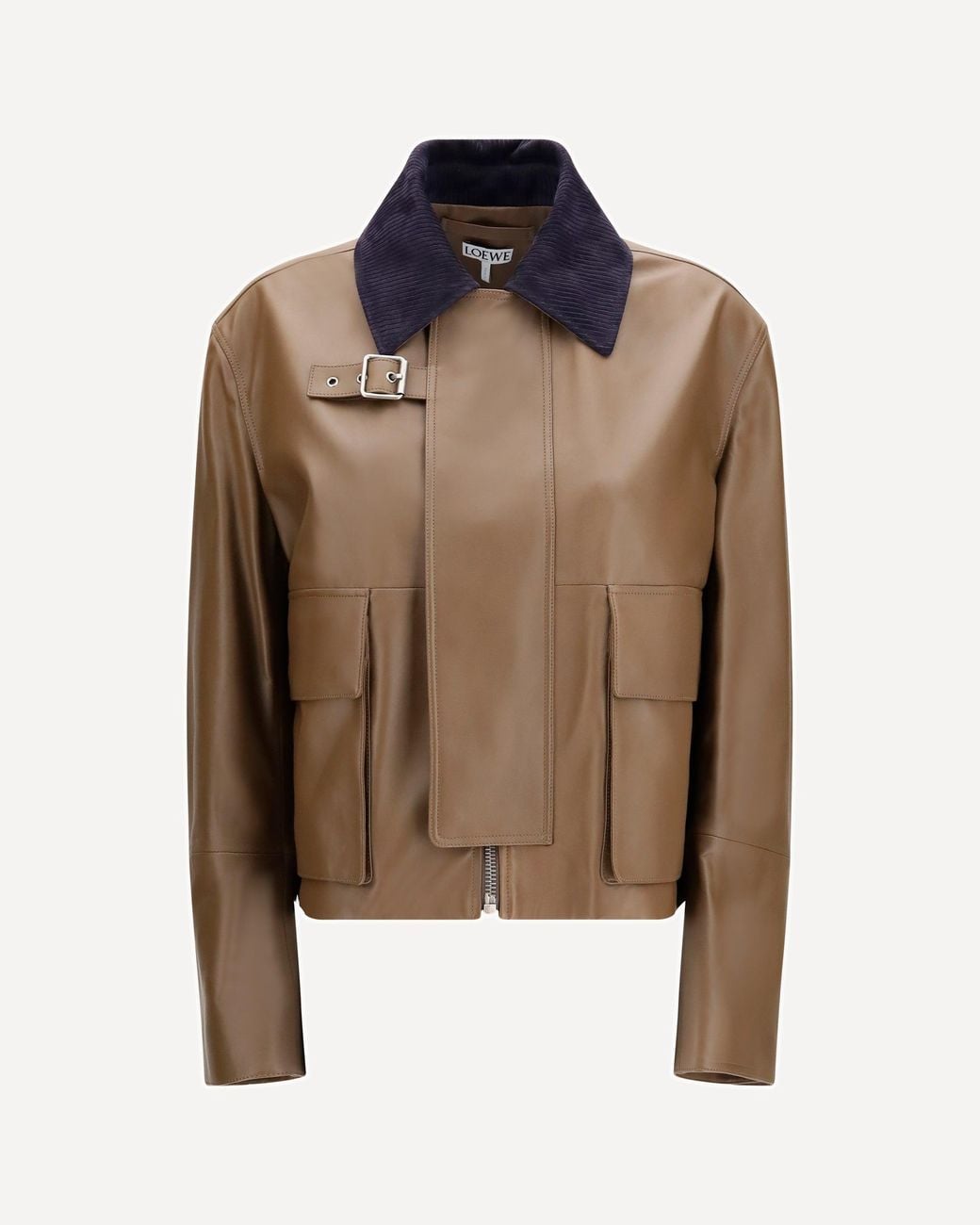 Loewe Brown Cropped Nappa Leather Jacket