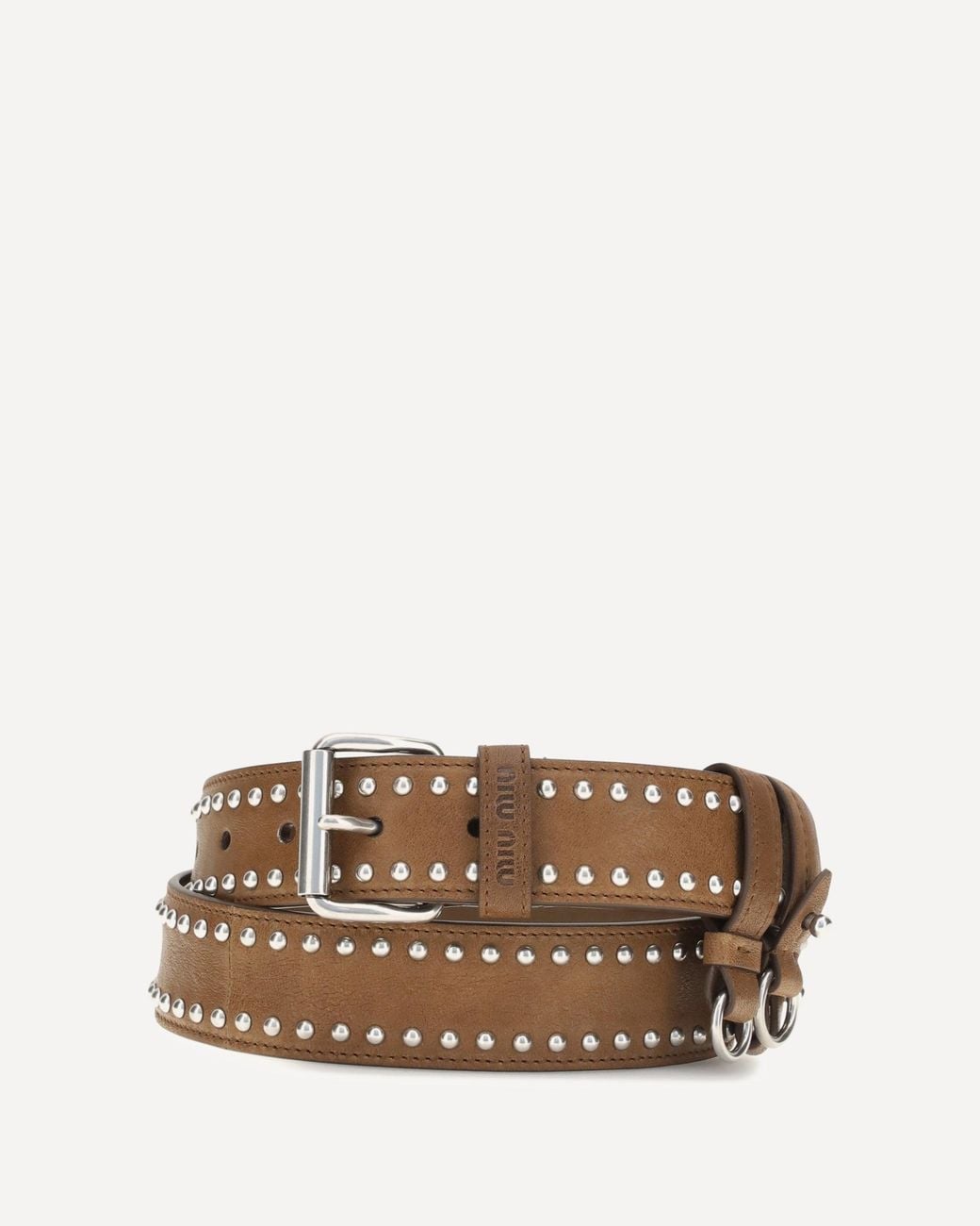 Miu Miu Natural Studded Suede Belt