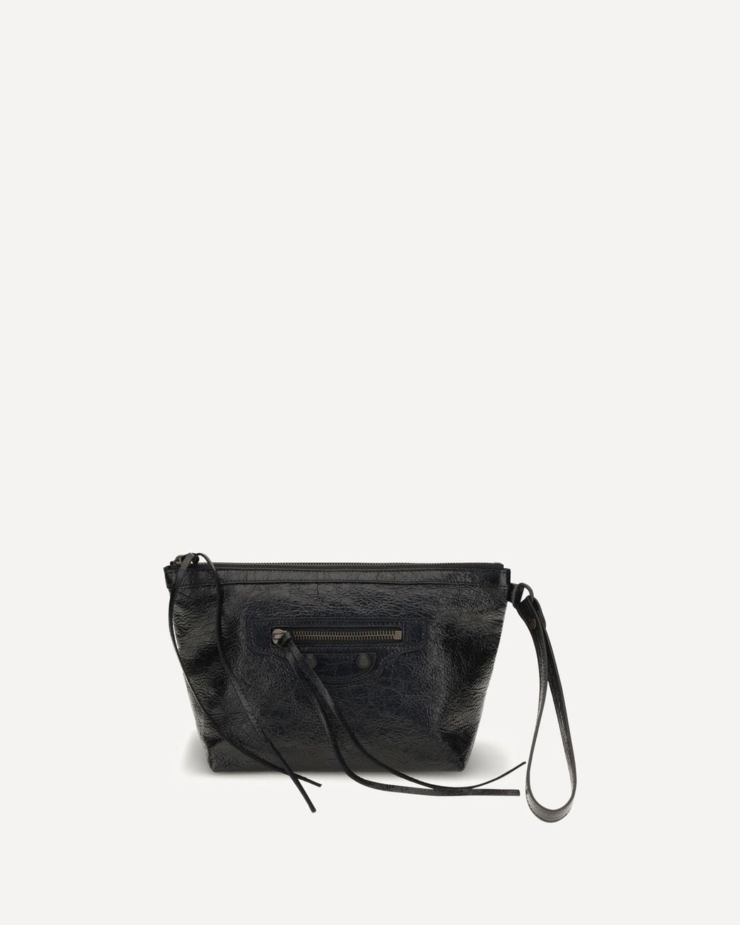 Balenciaga White Vintage-Effect Leather Pouch