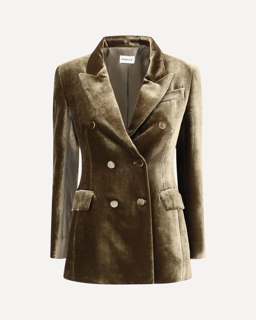 P.A.R.O.S.H. Green Velvet Double Breasted Blazer