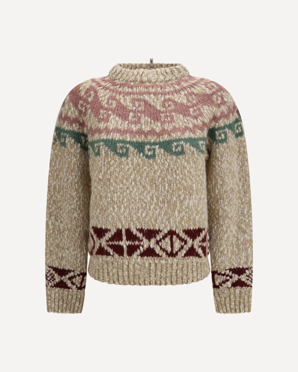 Moncler Natural Geometric Jacquard Wool-Blend Sweater