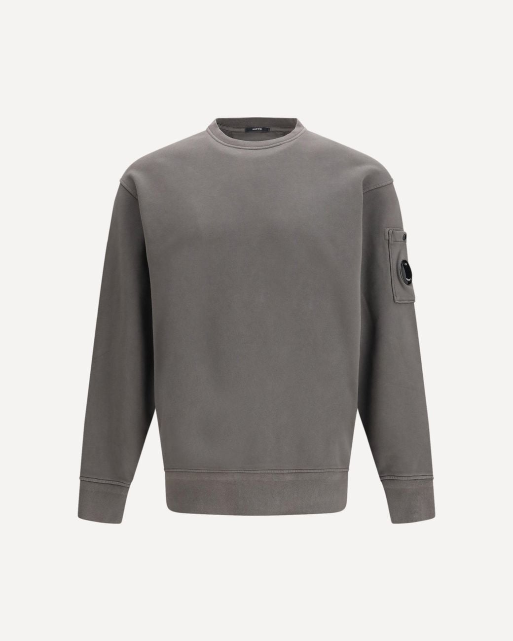 C P Company Gray C. P. Company Diagonal Raised Fleece Crewneck Lens Sweatshirt for men