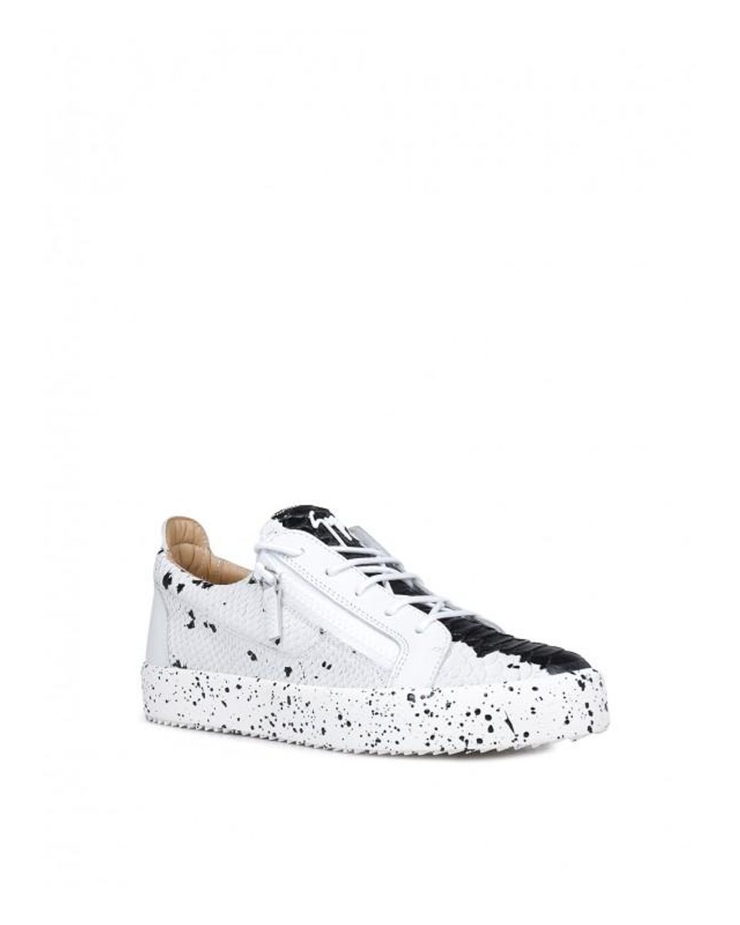Giuseppe Zanotti Leather White And Black Croc Frankie Sneakers 