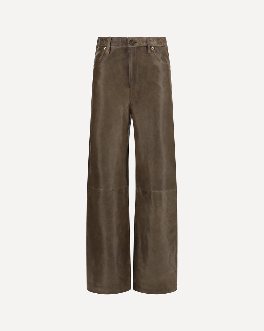 Golden Goose Deluxe Brand Natural Melany Leather Pants With Embroidery