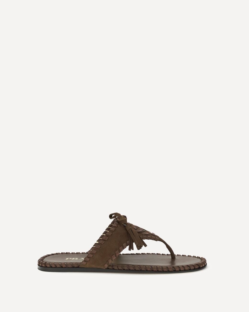 Prada Brown Thong Sandals With Tassels