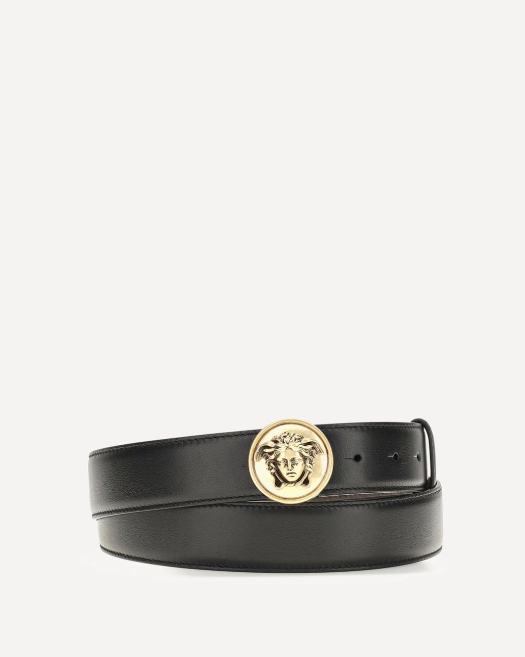 Versace Black Medusa Buckle Leather Belt for men