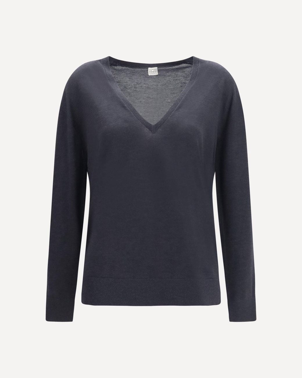 Totême Blue V-Neck Cashmere-Blend Sweater