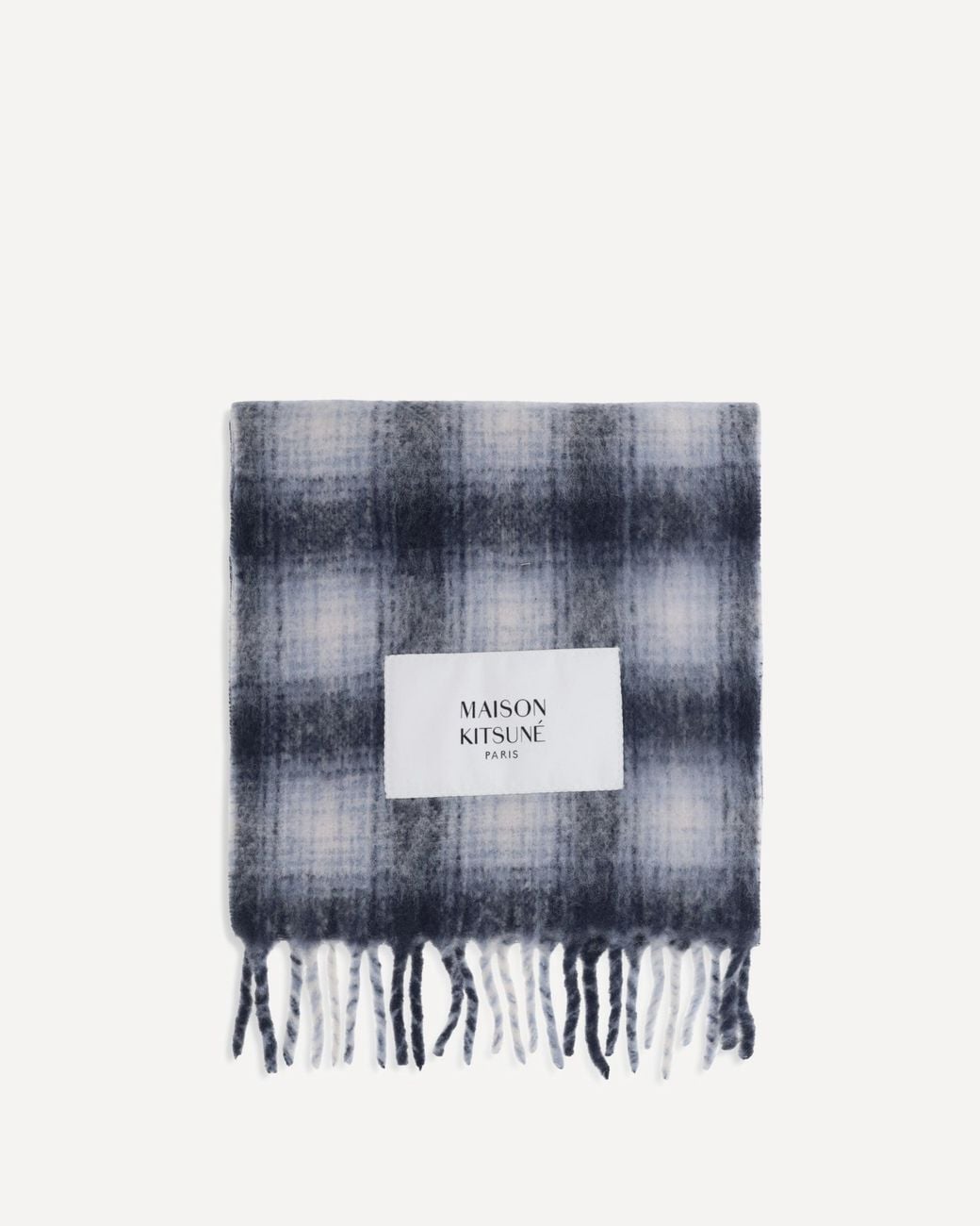 Maison Kitsuné Blue Checked Alpaca Scarf