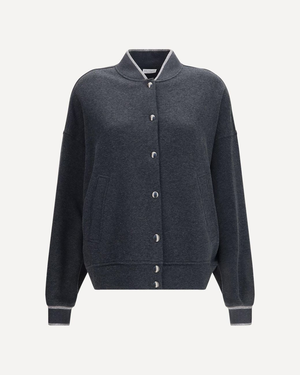 Brunello Cucinelli Blue Techno Cotton And Cashmere Interlock Bomber Jacket