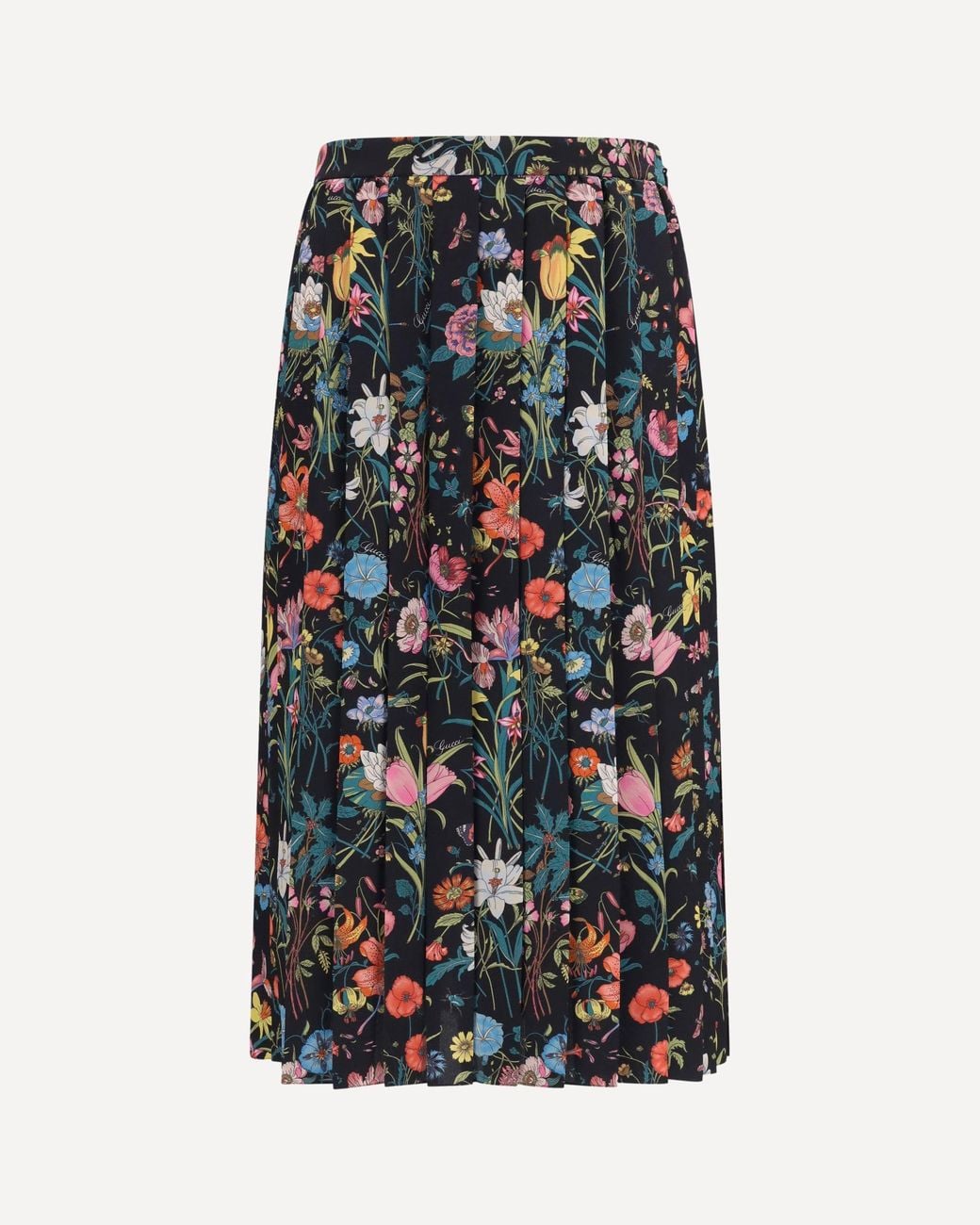 Gucci Multicolor Flora Printed Silk Midi Skirt