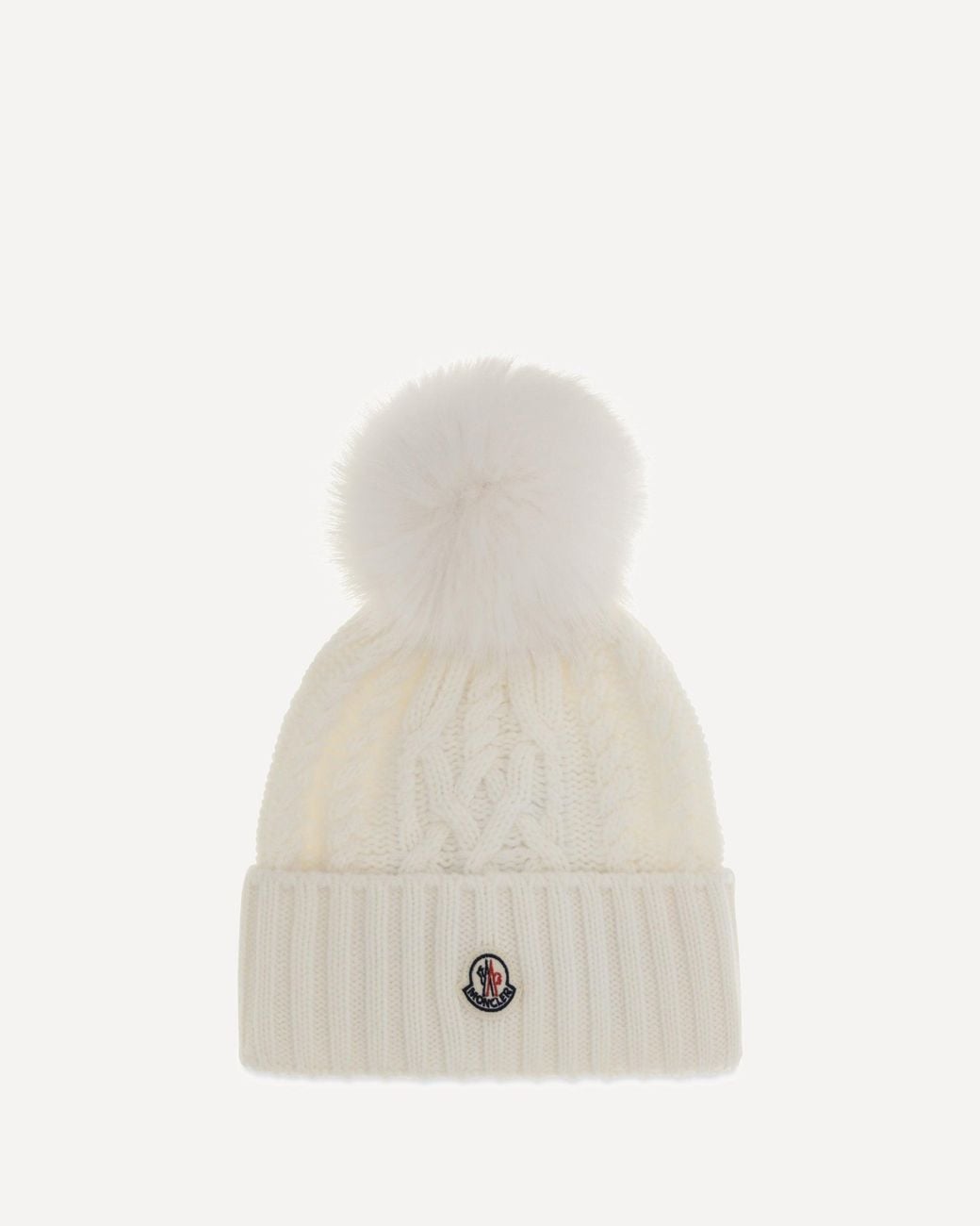 Moncler White Wool And Cashmere Beanie With Pom-Pom