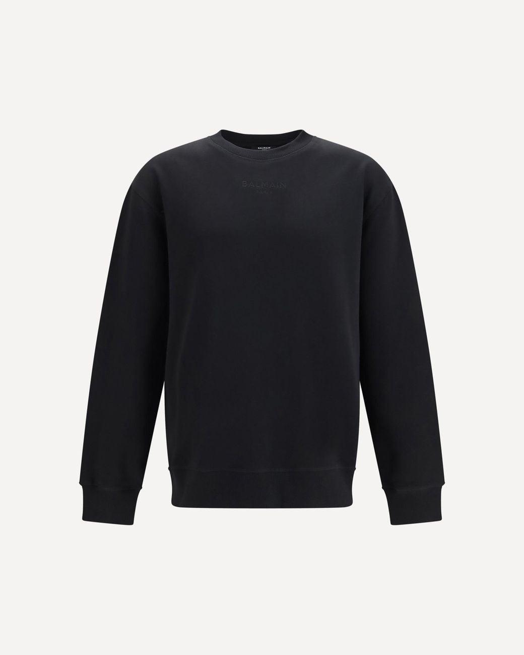 Balmain Blue Embroidered Logo Crewneck Sweatshirt for men