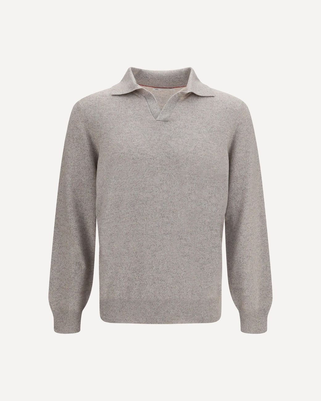Brunello Cucinelli Gray Mouliné Cashmere Knit Polo for men