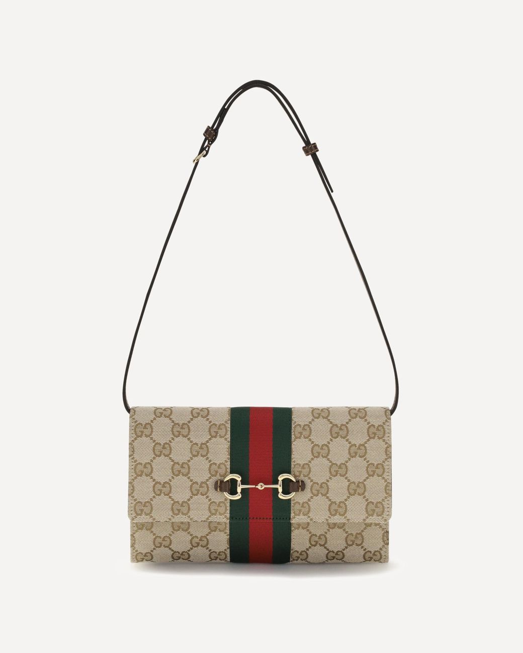 Gucci White Wallet Horsebit Web Gg Canvas