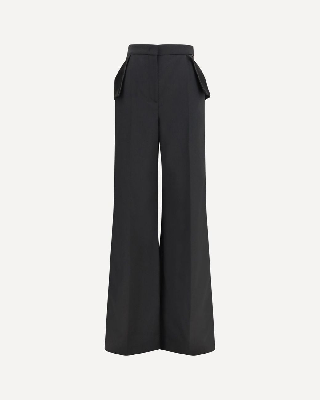 Nissa Black Wide-Leg Wool-Blend Pants