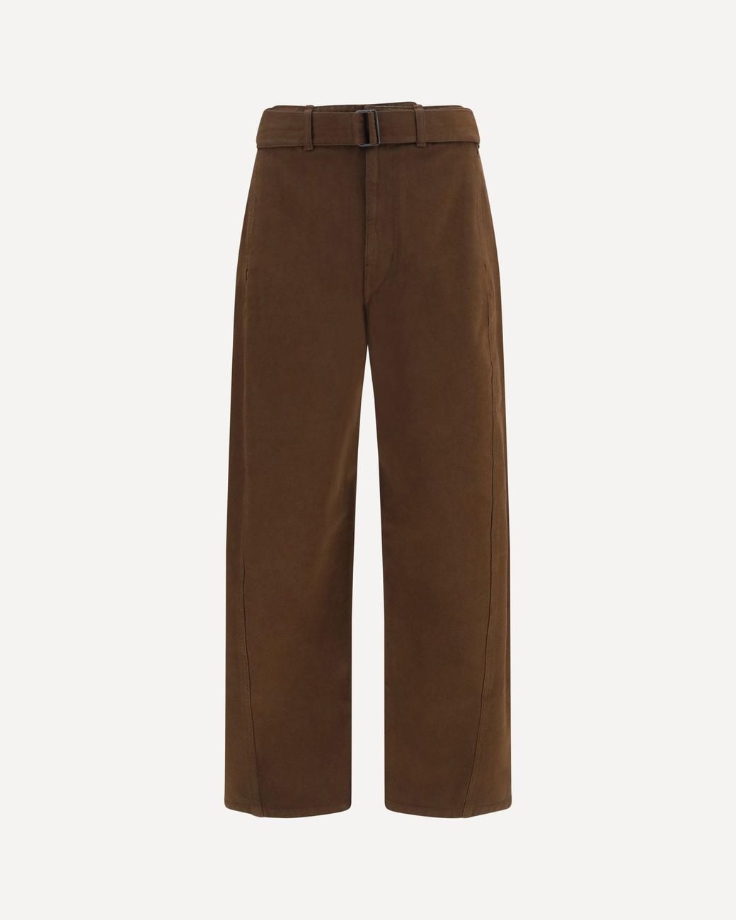 Lemaire Brown Heavy Dyed Twill Belted Pants for men