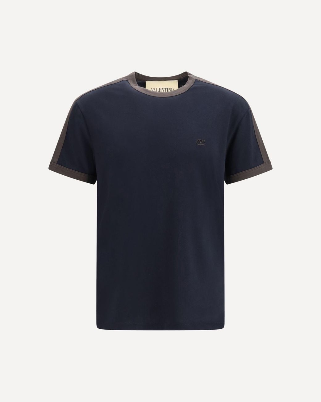 Valentino Blue Embroidered Logo Cotton-Jersey T-Shirt for men