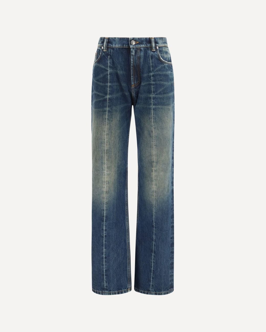 Versace Blue Distressed Straight-Leg Cotton Denim Jeans