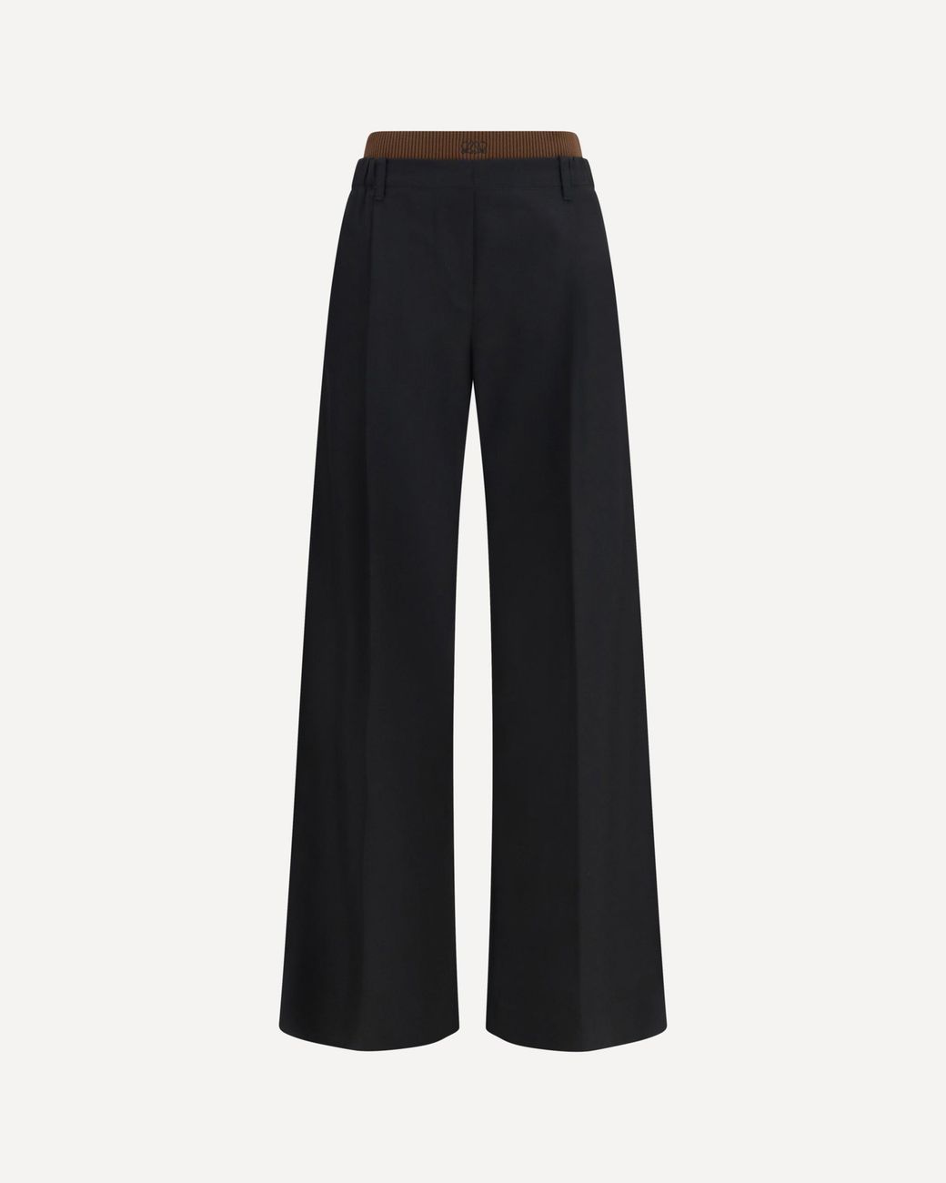 Loewe Black Wide-Leg Pants With Ribbed Waistband