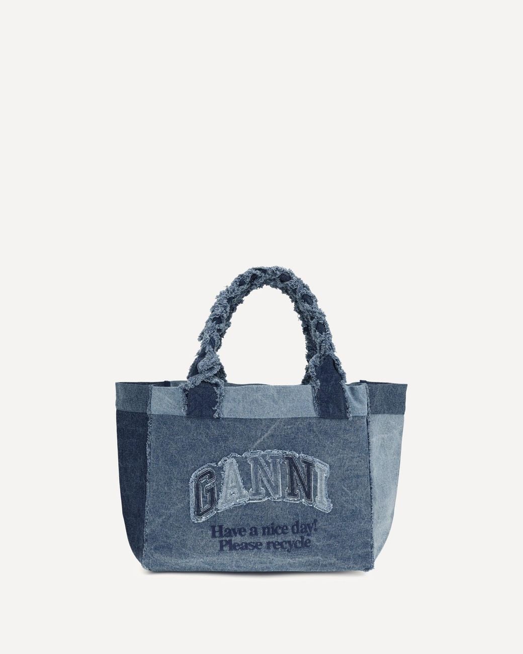 Ganni Blue Medium Trapeze Denim Shopper