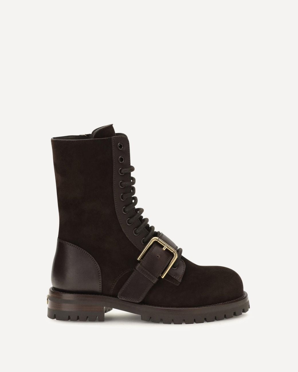 Dolce & Gabbana Black Leather And Suede Buckle Ankle Boots