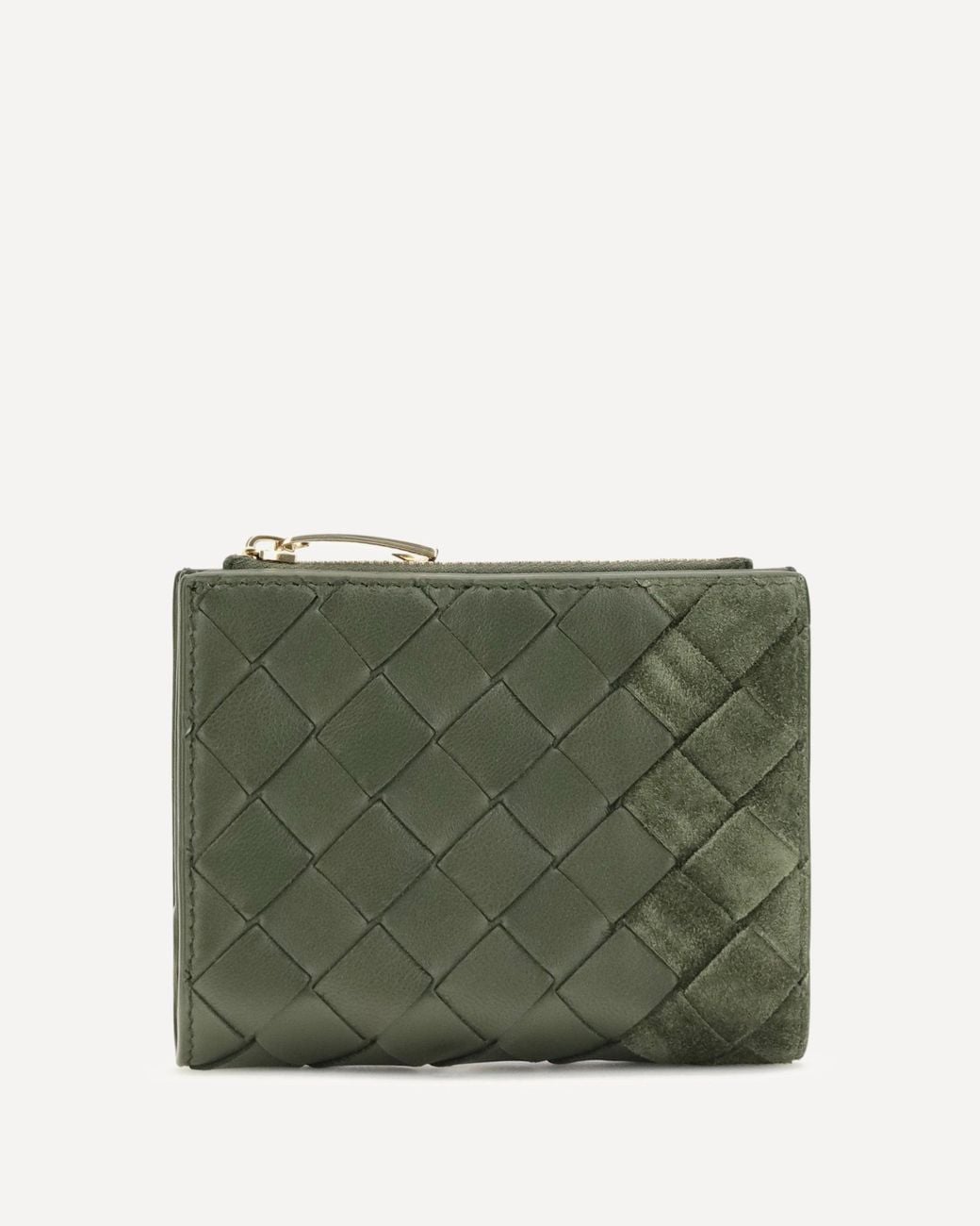 Bottega Veneta Green Bifold Intrecciato Wallet
