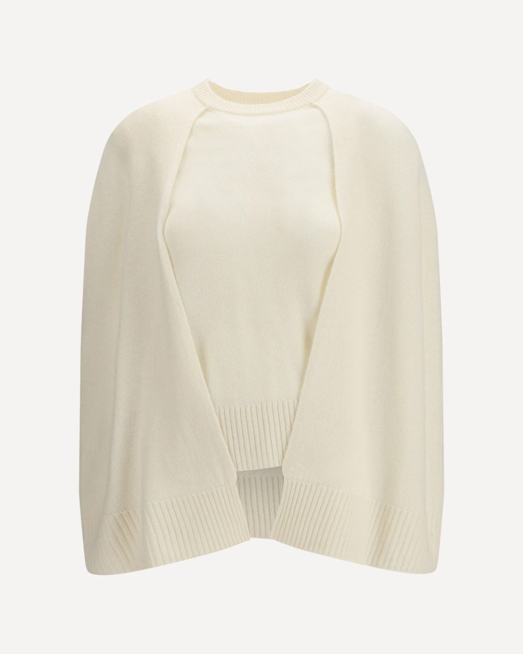 Totême White Cashmere Poncho Sweater
