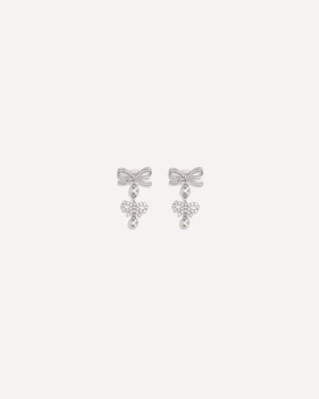 Self-Portrait Natural Double Bow Pearl Earrings