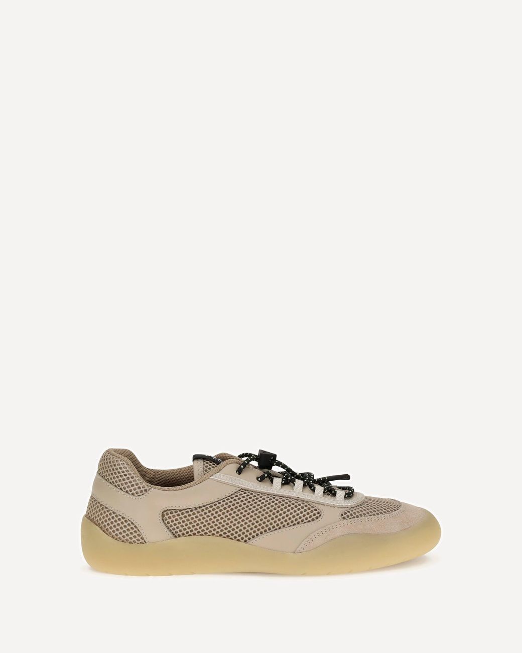 Prada Natural Speedrock Mesh And Leather Sneakers