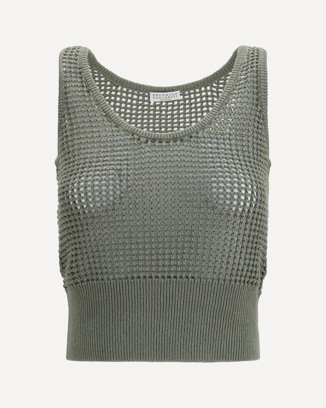 Brunello Cucinelli Gray Perforated Sequin Tank Top