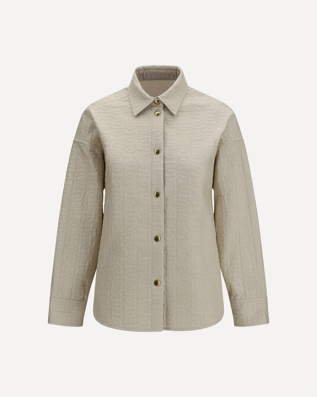 Moncler Natural Quilted Chain Motif Padded Shirt Jacket