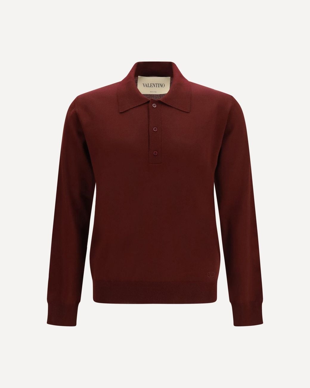 Valentino Red Long-Sleeve Wool Polo With Vlogo for men
