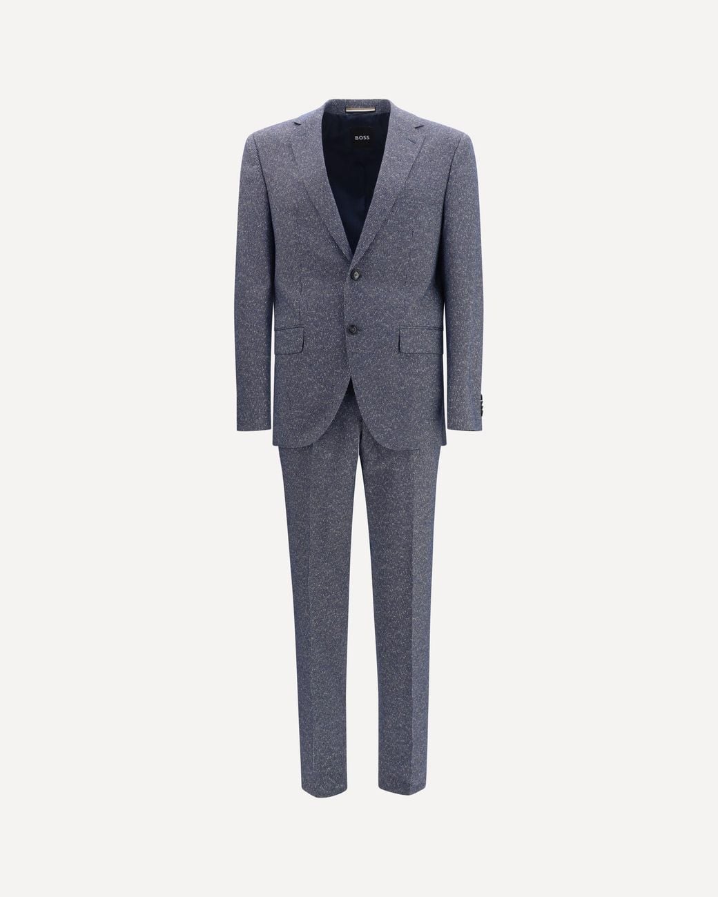 Boss Blue Striped Viscose And Cotton Blend Suit for men