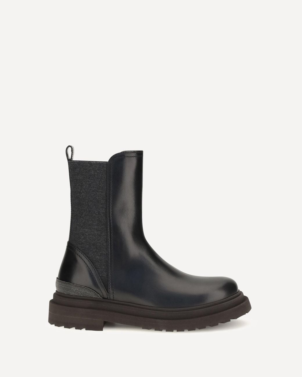 Brunello Cucinelli Black Leather Chelsea Ankle Boots