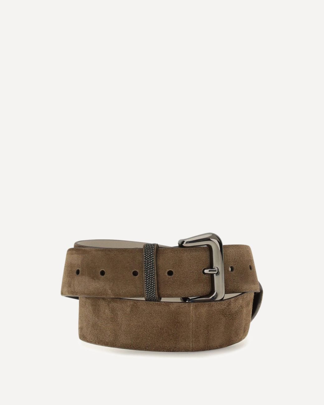 Brunello Cucinelli Brown Suede Belt With Jewelry Detail