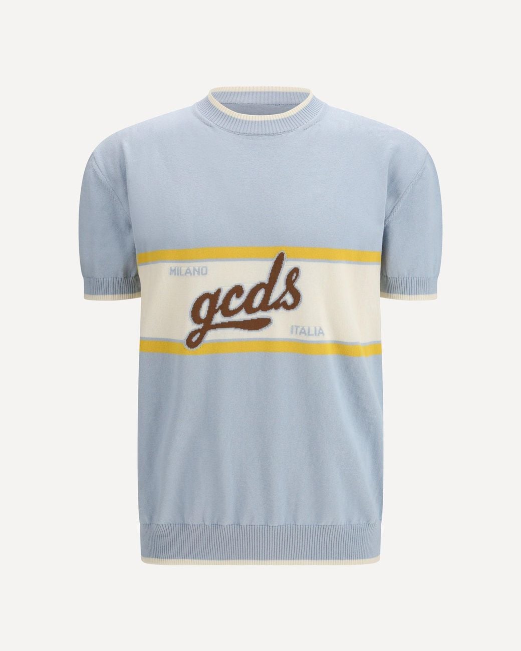 Gcds Blue Logo Script Crewneck With Short Sleeves for men