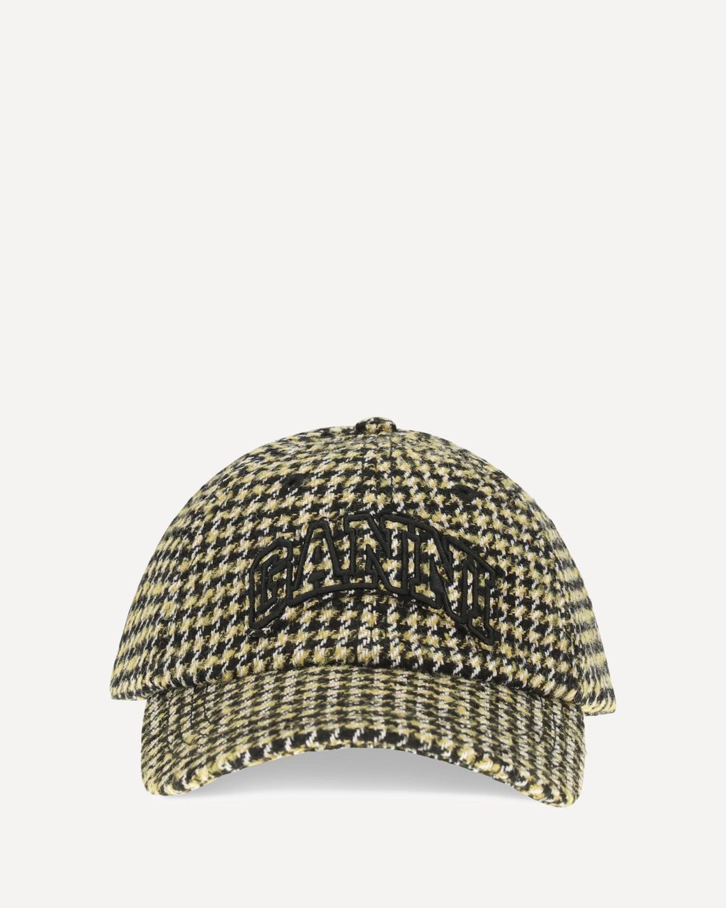 Ganni Yellow Woollen Check Cap