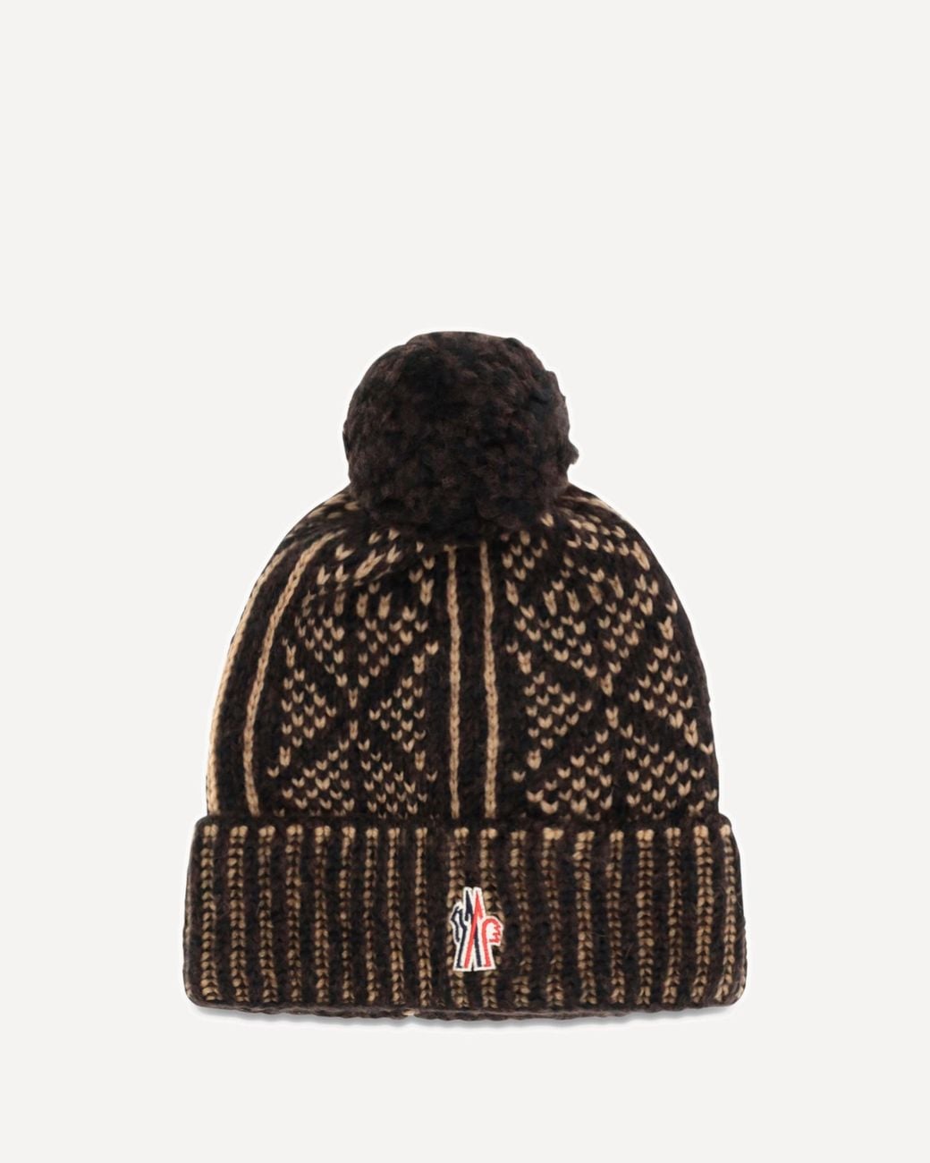 Moncler Brown Alpaca, Wool And Nylon Blend Beanie With Pom-Pom for men