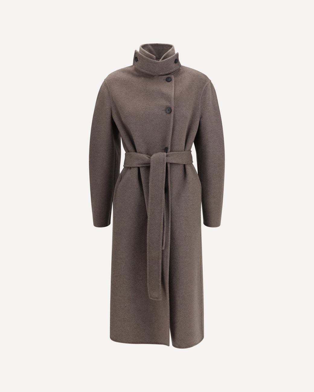 Fabiana Filippi Brown Long Double Faced Wool And Cashmere Coat