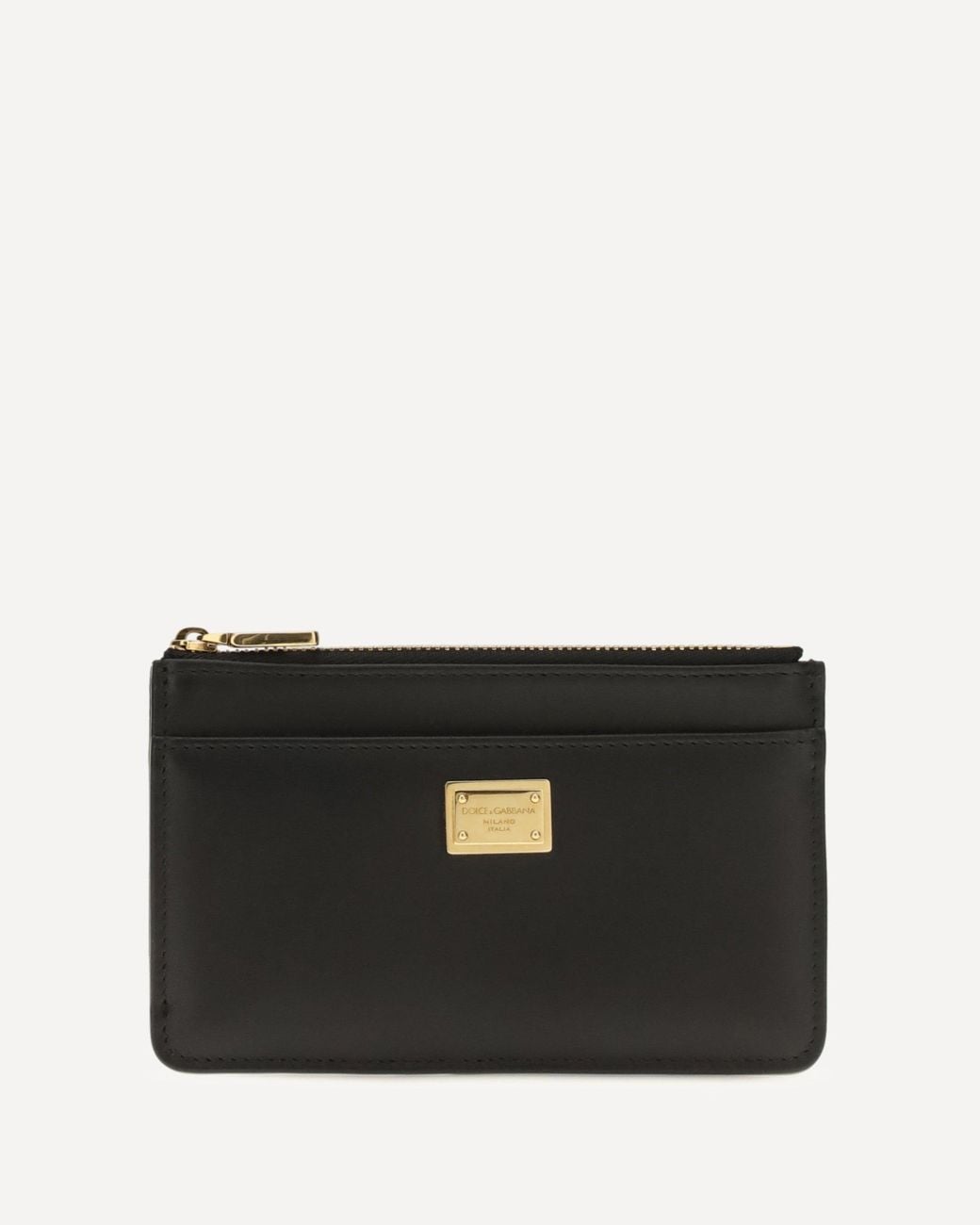 Dolce & Gabbana Black Leather Zip Card Holder