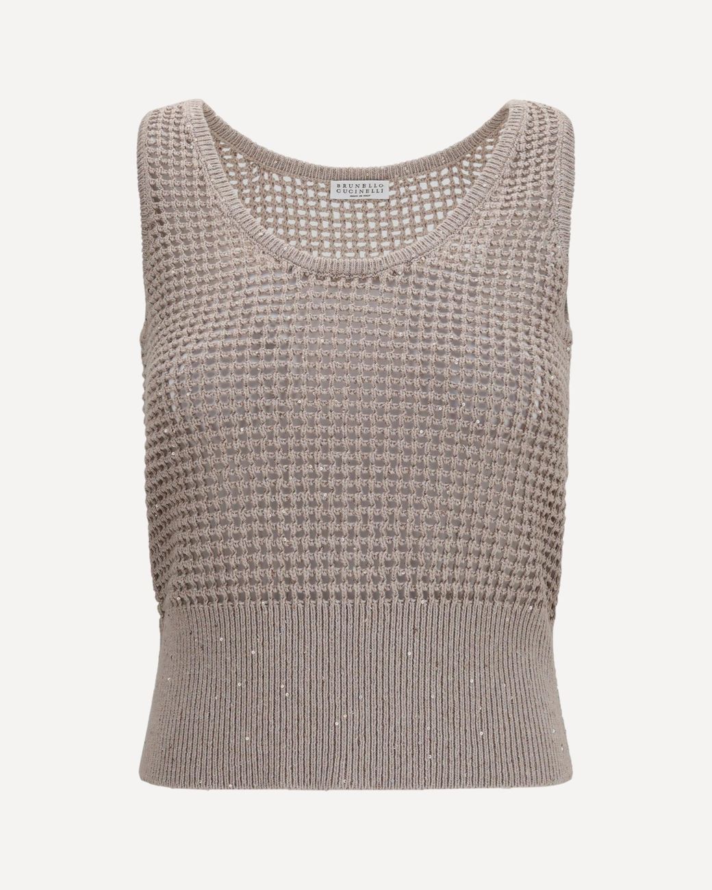 Brunello Cucinelli Gray Perforated Sequin Tank Top