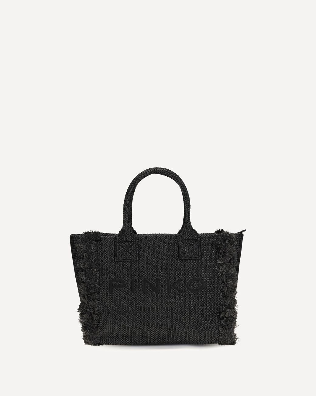 Pinko Black Medium Beach Rafia Tote Bag