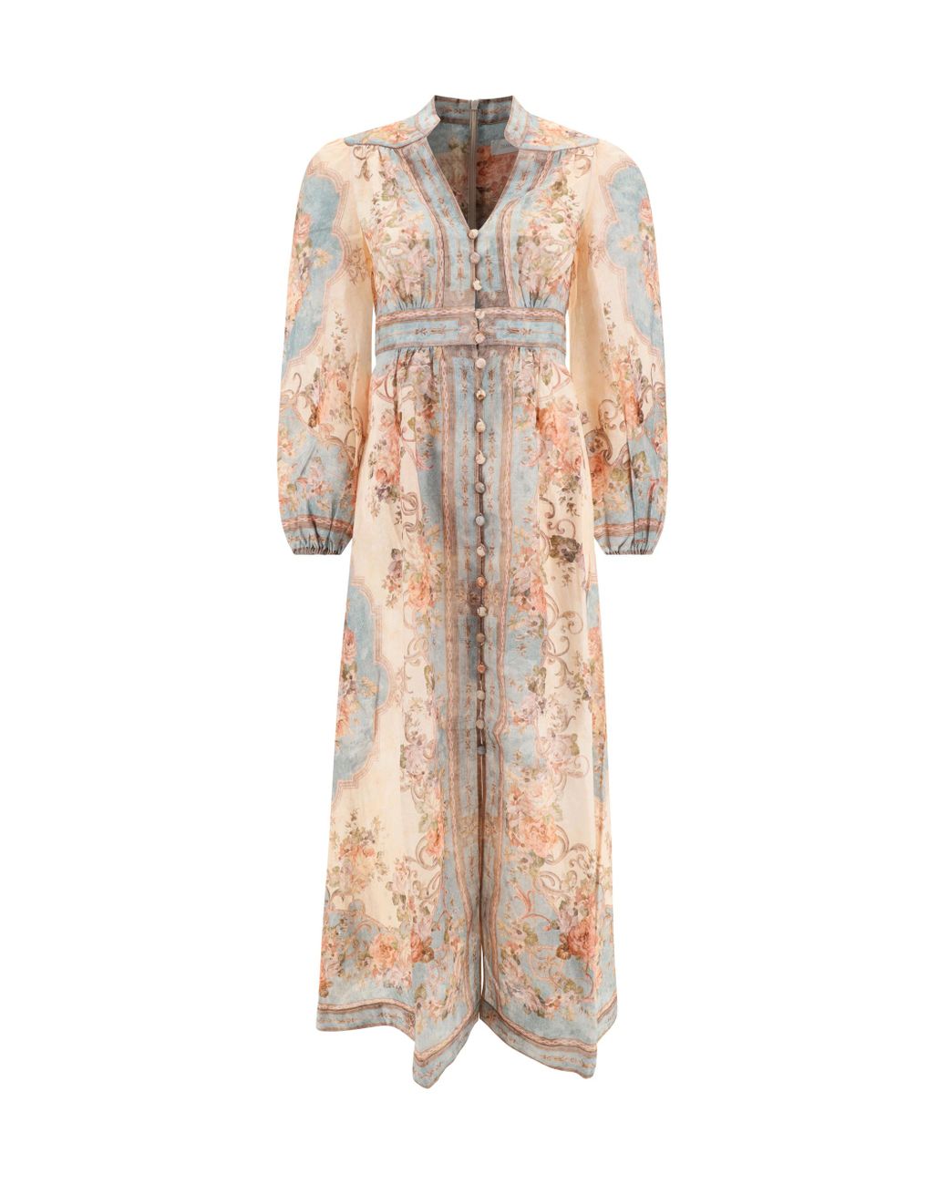 chinese dress ladies Everley Plunge Midi Dress Green Watercolour Floral  blueandcream