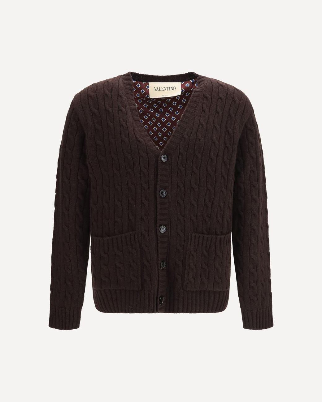 Valentino Red Virgin Wool V-Neck Cardigan for men