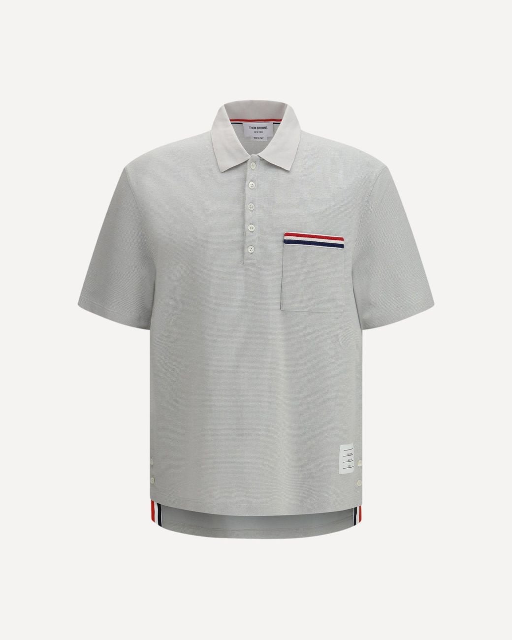 Thom Browne Gray Short-Sleeve Polo With Chest Pocket for men