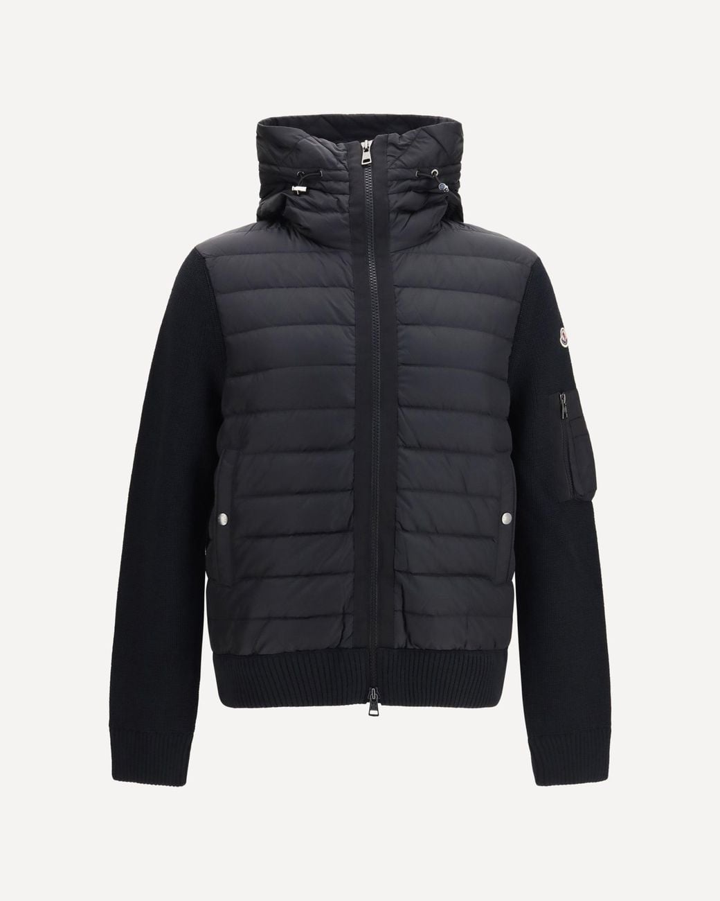 Moncler Blue Cardigan With Padded Hood for men