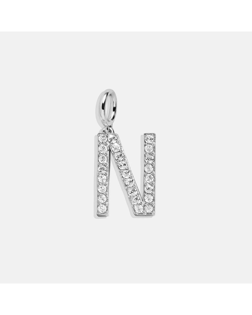 BaubleBar White Silver Pave Initial Cluster Charm
