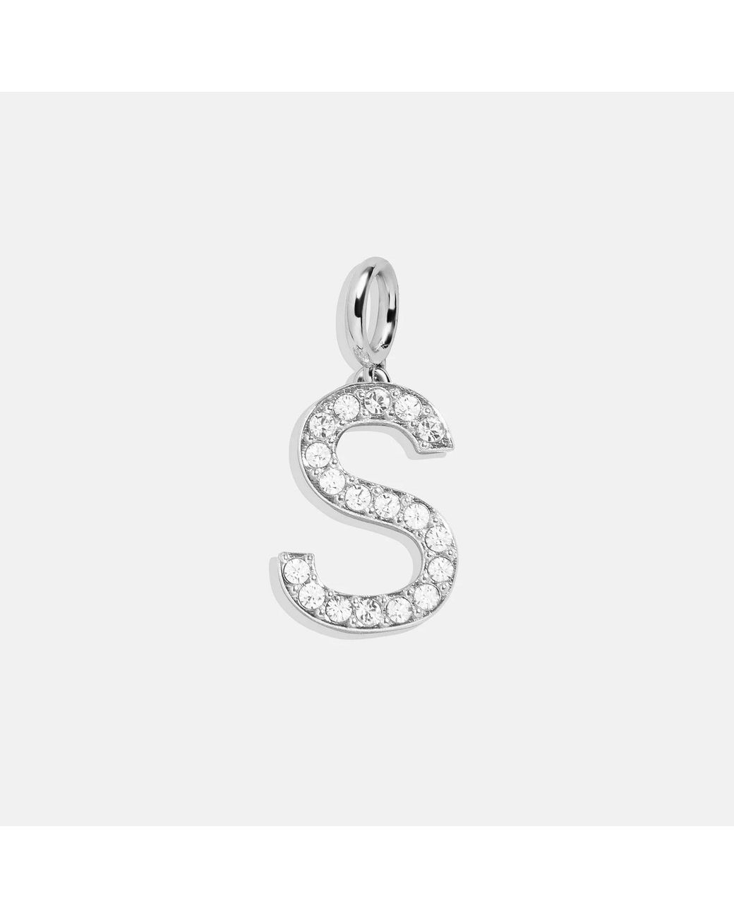 BaubleBar White Silver Pave Initial Cluster Charm