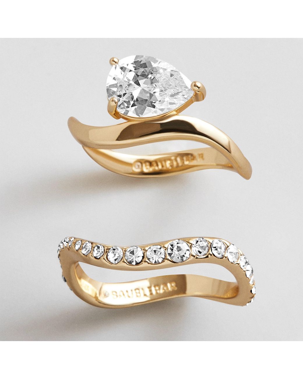 BaubleBar Metallic Caroline Gold Ring Set