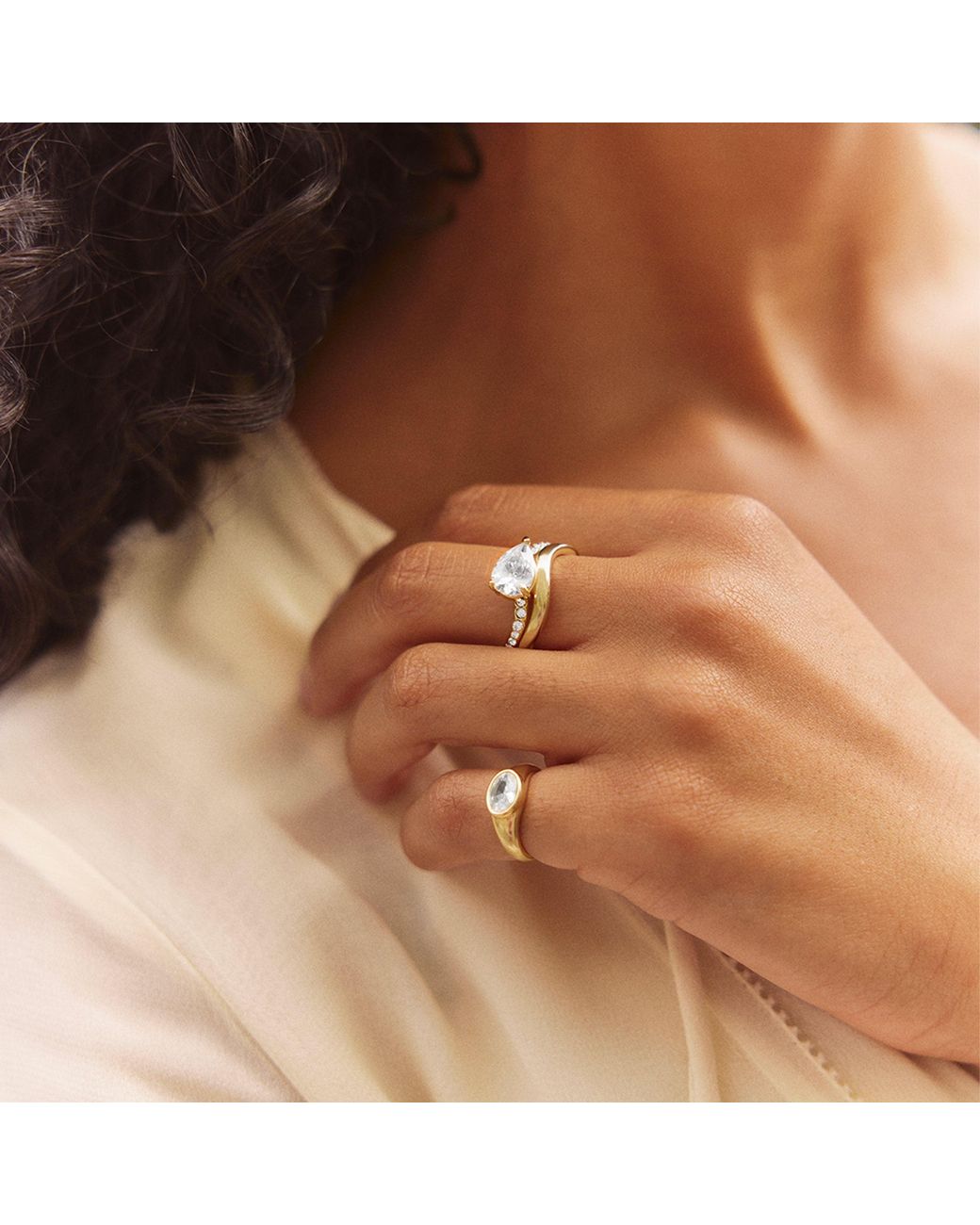 BaubleBar Metallic Caroline Gold Ring Set